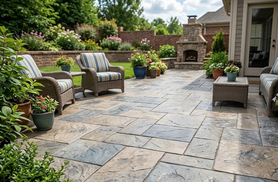 Stamped concrete patio installation in Washington County