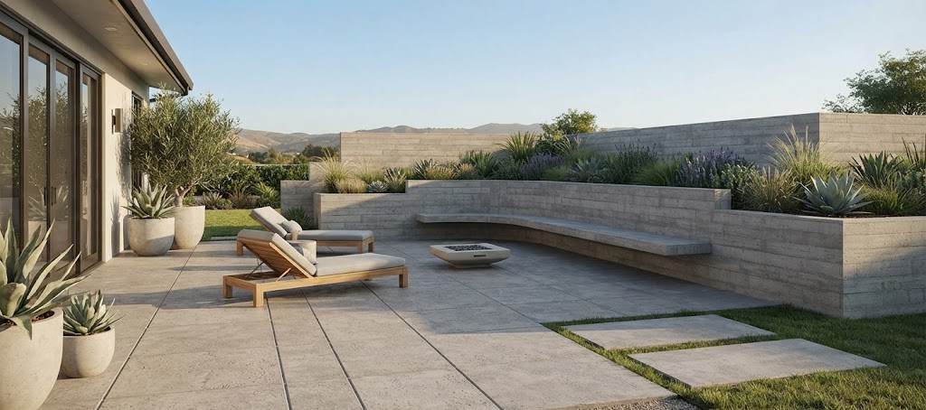 ustom concrete patio and retaining wall installation in Washington County OR
